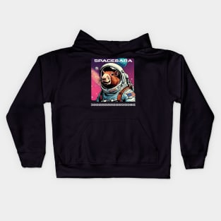 vintage space capybara Kids Hoodie